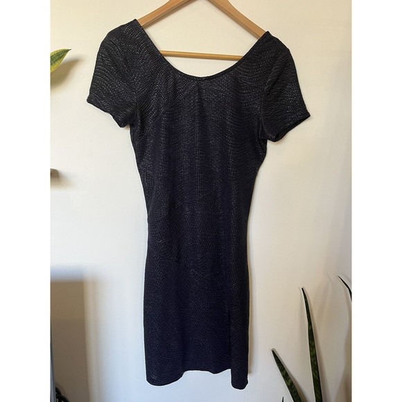 Free People Navy Blue Scoop Neck Textured Short Sleeve Mini Dress Size X… - Picture 1 of 8